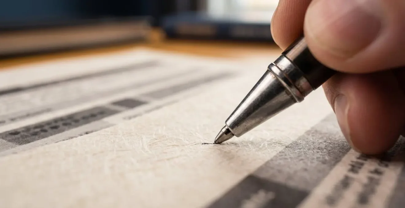 Gros plan sur des mains signant un contrat de location saisonnière avec un stylo, symbolisant un accord direct et sécurisé.