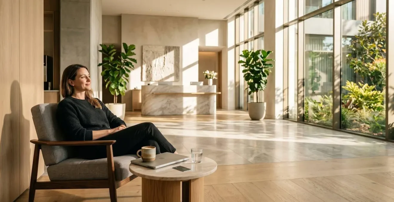 Personne consultant une application de cashback pour réserver un hôtel économique