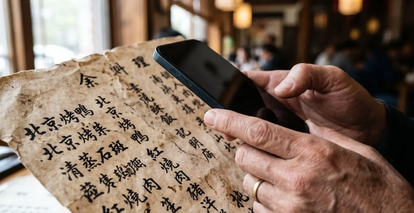 Smartphone traduisant un menu asiatique avec réalité augmentée